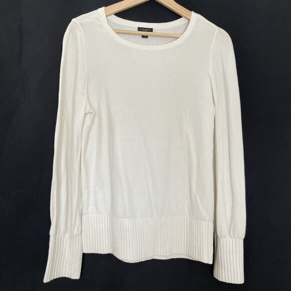 Ann Taylor Factory Womens Ivory Sweater M knit casual cotton top warm winter - Picture 1 of 6